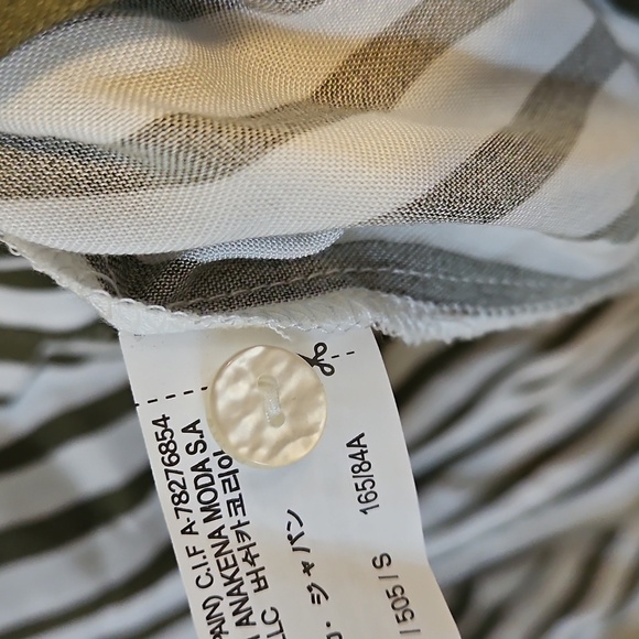 Bershka Midi Shirt Dress Womens S Green white Striped Oversized Belted - Picture 4 of 5